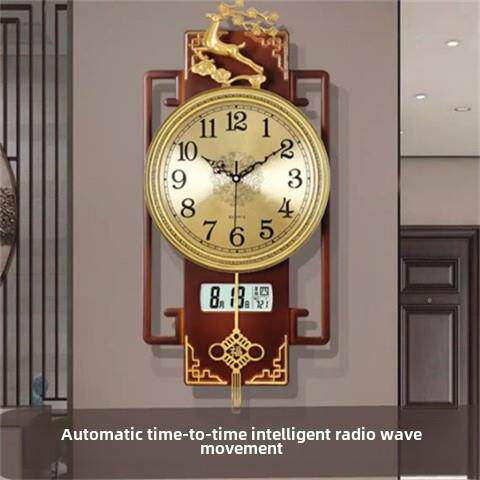 欧式新中式挂钟客厅静音时钟创意摇摆钟表舵手卧室挂表大号石英钟