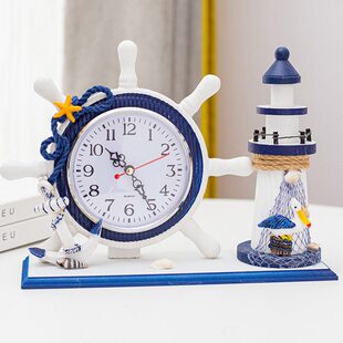 地中海钟表创意时钟摆台儿童房桌面摆件客厅卧室静音家用台式座钟