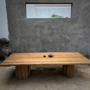 老木头朽木茶桌茶空间民宿庭院茶室酒店矮茶桌摆件庭院小桌子