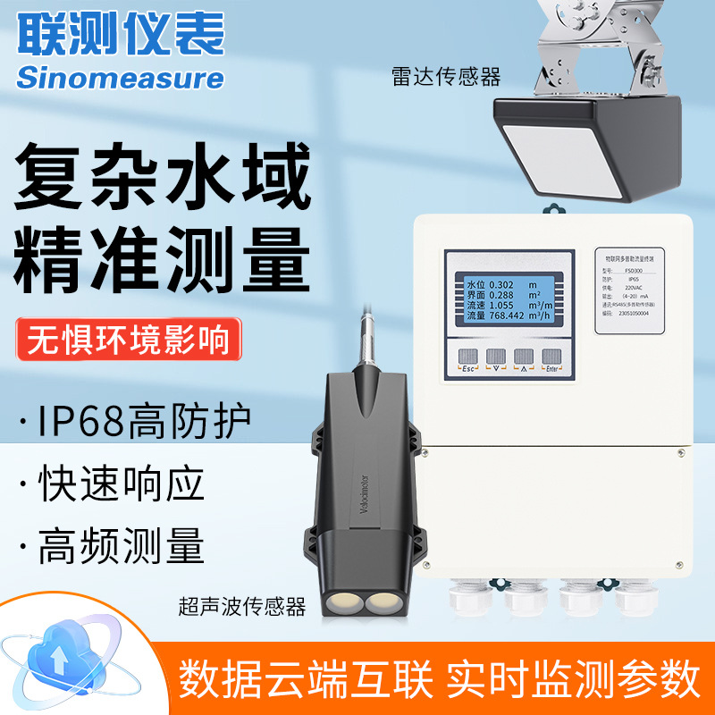 联测多普勒超声波流量计雷达流速仪污水管道明渠液体水量水位电子