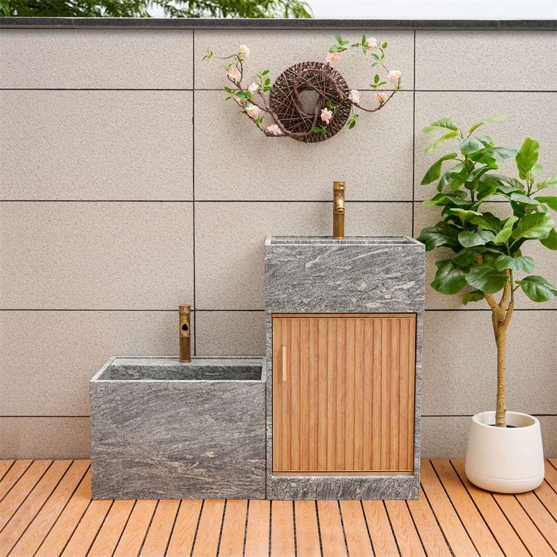 浪淘沙户外庭院铝合金柜门洗手台别墅花园天然石材花岗岩操作台