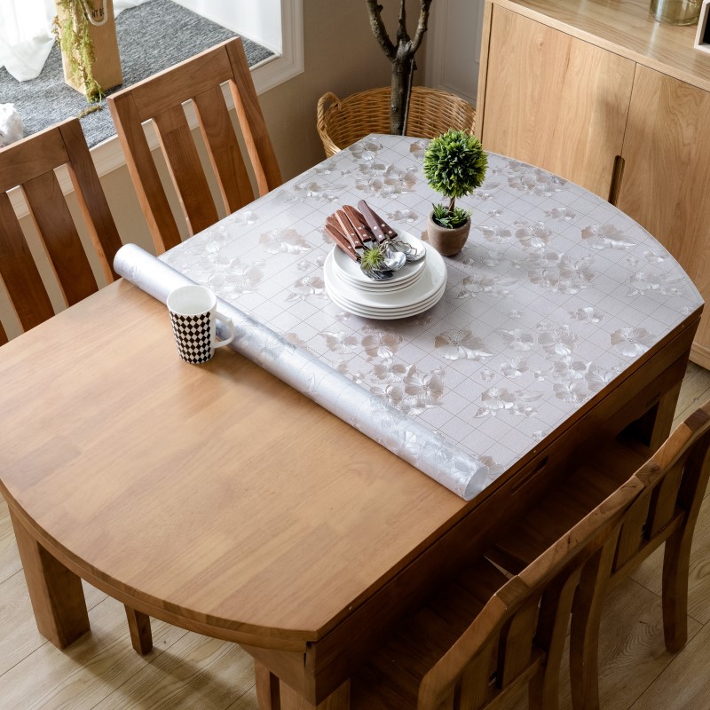 定制圆折叠餐桌软塑料玻璃透明磨砂防水桌布O拉伸半圆伸缩椭圆桌