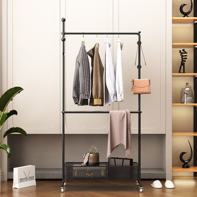 卧室挂衣架落地家用移动轻奢衣帽C架挂衣服置物架不占空间收纳神