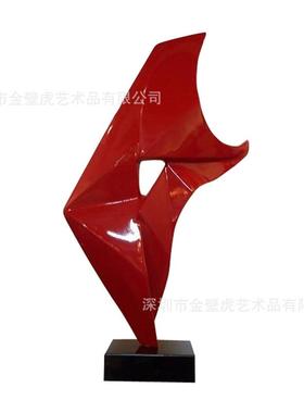 抽象红色旗帜雕写样板房字楼酒店现装代抽象树脂饰塑摆件多jbh-f