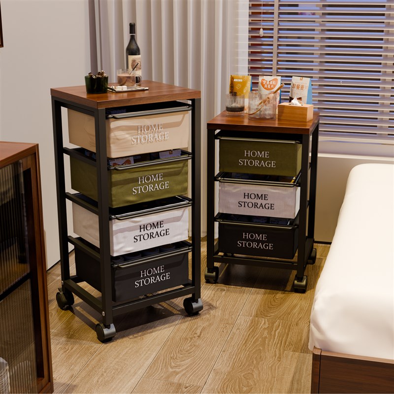 中古小推车置物架带桌板抽屉w式客厅边几可移动沙发边桌多层收纳