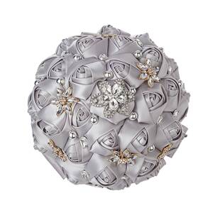 高奢华新娘手花式婚礼花束闪亮豪华水SPH-6025钻捧花捧缎西面端玫