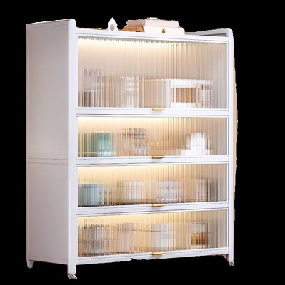 收纳柜带门货架家用厨房置物柜客厅整理架落地多层储物橱柜餐边柜