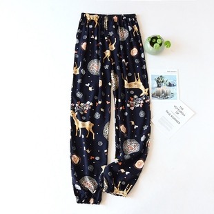 女春秋人棉棉绸夏季 收口防蚊裤 薄款 人造棉宽松空调裤 夏天 长裤 睡裤