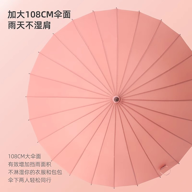 24骨遇水开花长柄雨伞自动女士双人大号抗风暴弯柄结实男定制伞