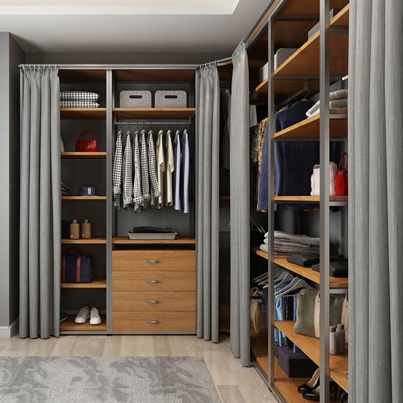 步入式衣柜铁艺金属衣帽间架子开放式衣架落地卧室挂衣置物架带帘,住宅家具,衣帽架,淘宝优惠券,粉丝福利购,淘宝优惠卷