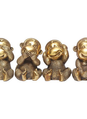 纯铜猴摆件四不萌猴家居客厅办公室装饰品猴生肖猴子乔迁生日礼品