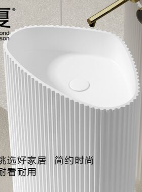 夏人造石柱盆落地式方形欧式独特小户型酒店洗手盆立柱形洗脸盆