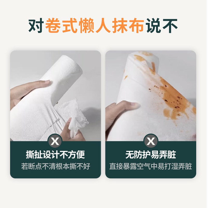 妙然4提厨房纸巾吸水专用擦手巾懒人抹布干湿两用悬挂抽取式抹布