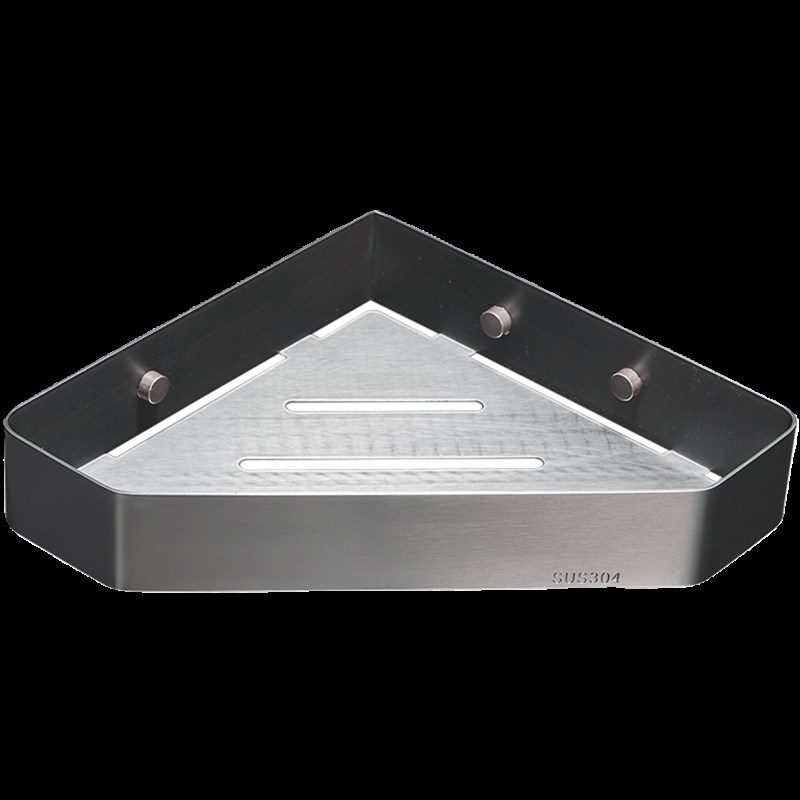 浴室置物架免打孔不锈钢卫生间壁挂三角架枪灰淋浴转角收纳三脚架