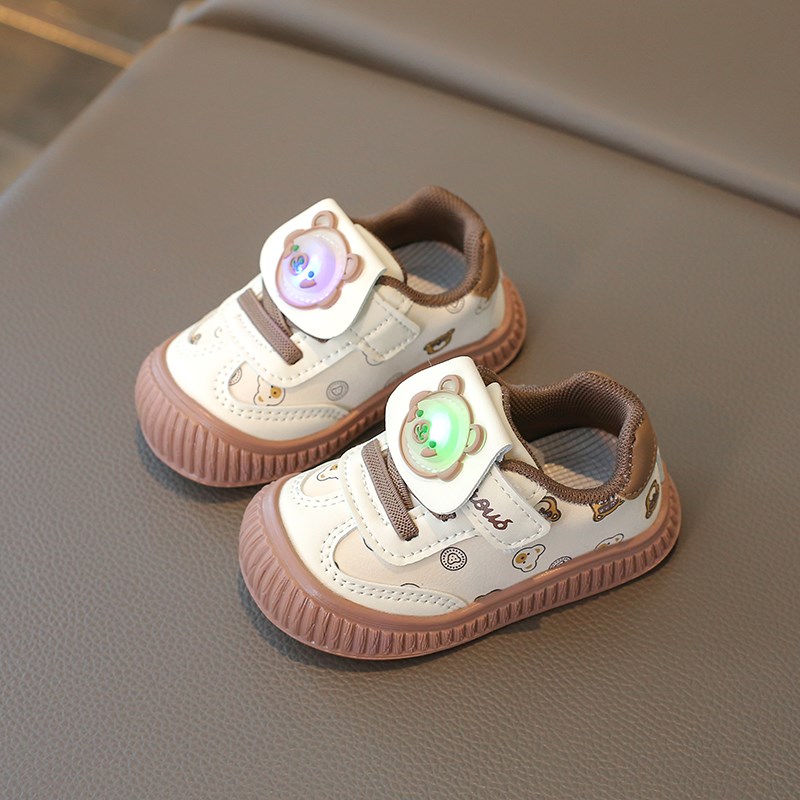 秋季女宝宝鞋子婴幼儿软底学步鞋0--3岁男小童鞋子男童亮灯单鞋潮