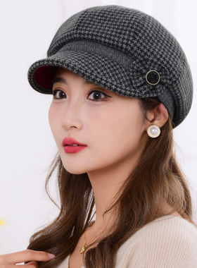 女士秋冬季百搭八角帽时尚保暖贝C雷帽妈妈帽洋气显脸小防寒帽潮