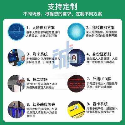 人行通道闸摆闸机翼辊闸地考勤小统区三票务系人脸识QHL闸别门禁