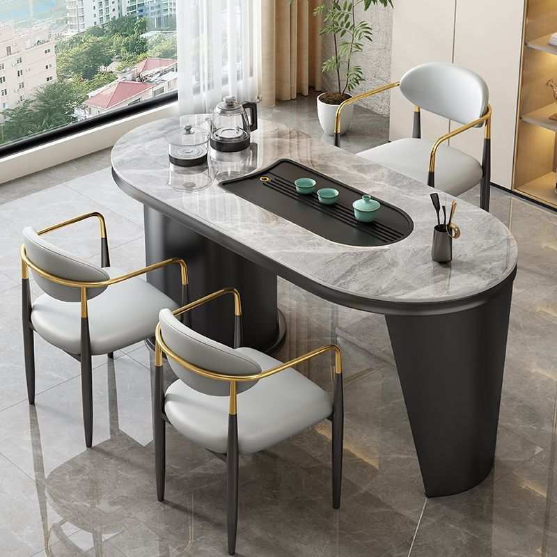 家用办公书房酒店轻奢岩板茶桌椅组合现代简约客厅家用阳台小型功