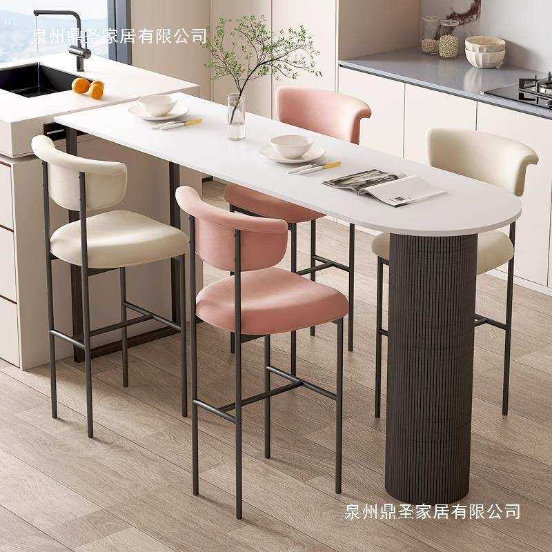 家用阳台靠墙窄桌 岩板吧台桌椅 长条桌奶茶店酒吧高脚桌椅组合