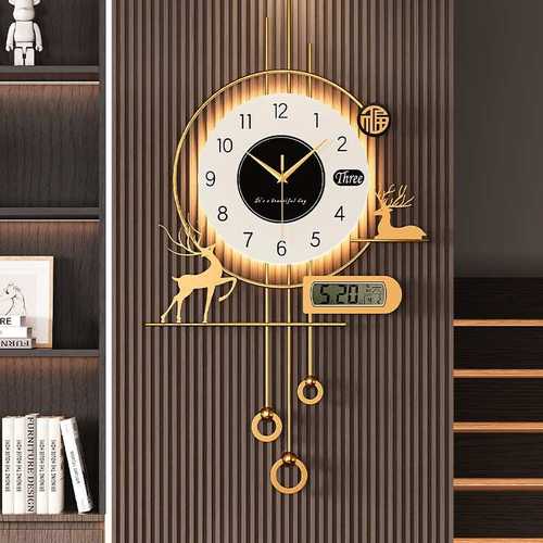 万年历挂钟客厅格栅装饰挂表轻奢感钟表2025新款现代时钟挂墙