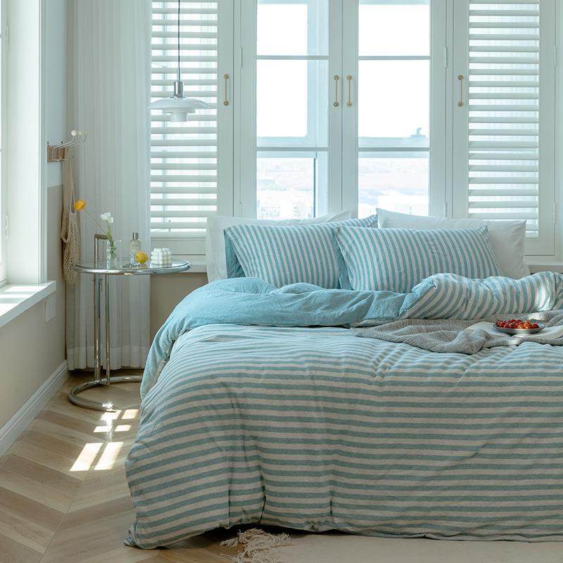 A类全棉针织面料天竺棉四件套1.5/1.8床单被套床上用品