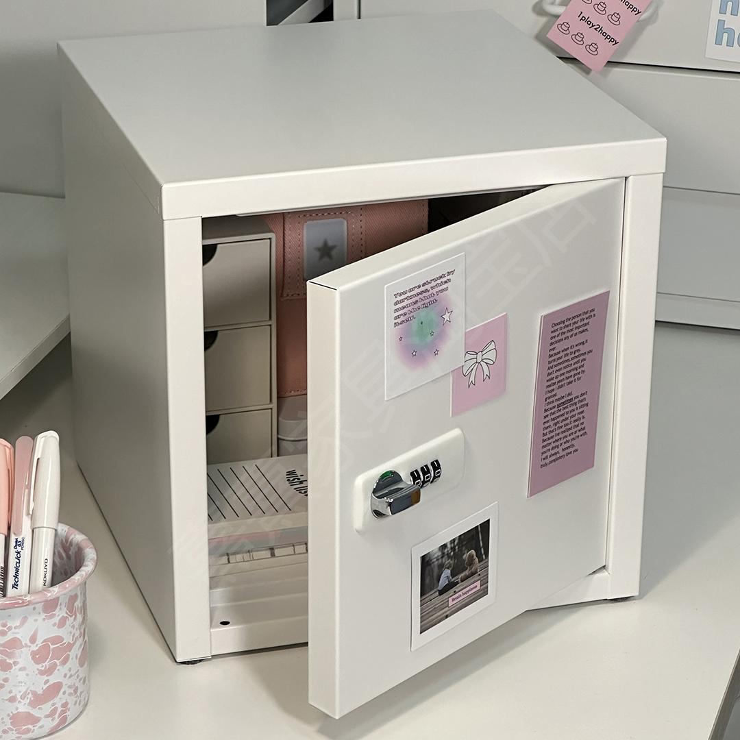 小型家用桌面铁皮保险密码柜学生贵重物品手机电脑收纳箱保管盒