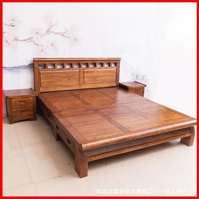 老榆木床全实木床双人床主卧大床纯实木原木古典中式1.5米1.8米