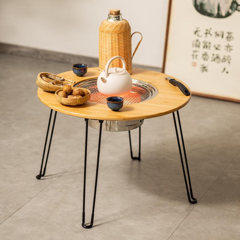 围炉煮茶桌子烧烤炉子家用烤肉户外庭院别墅火炉碳烤折叠露营套装