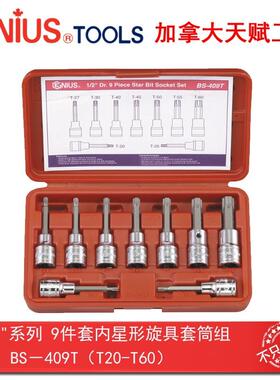 Genius天赋工具1/2″12.5mm系列9件套内星形旋具套筒组BS-409T