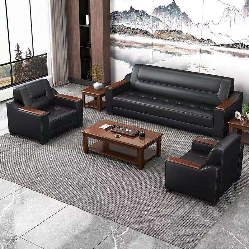 办公沙发茶几组合套装中式简约商务接待室三人位休息区会客办公室