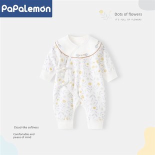 柠檬爬行新生婴儿连衣裤 春秋女婴纯棉可爱郊游僧服后宫秋服