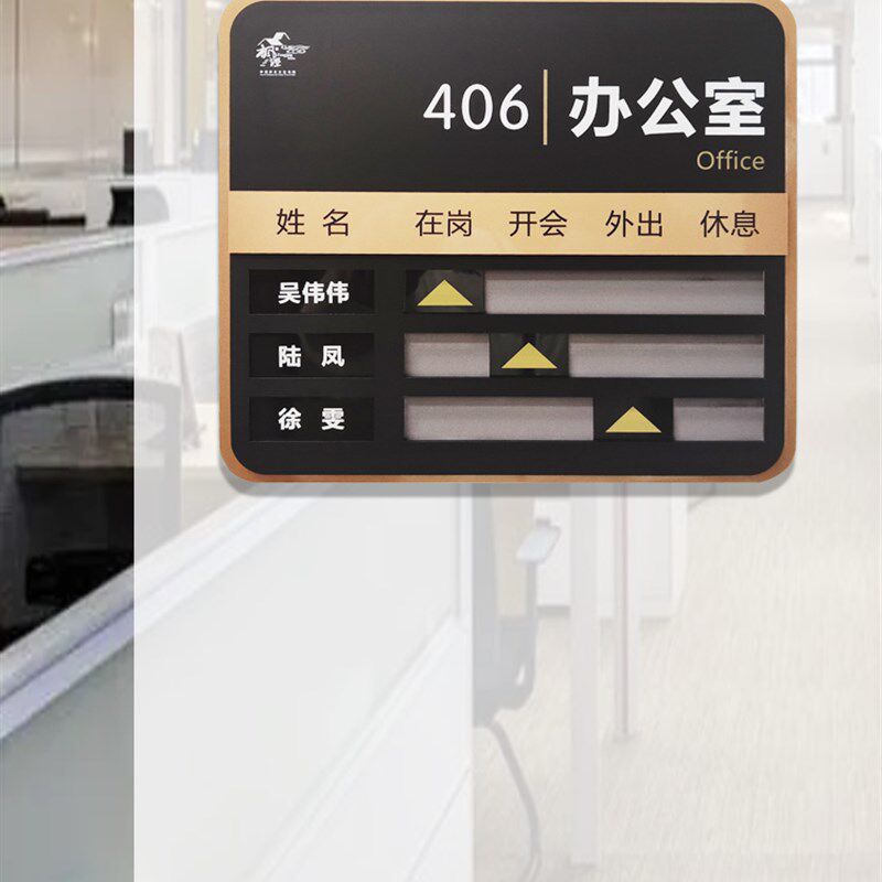 办公室门牌亚克力员工去向牌定制员工岗位牌标识牌部门在岗状态牌