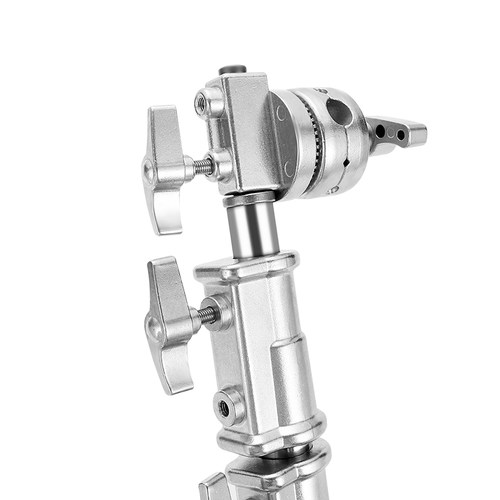 摄影灯架万向轮魔术球 旗板柔光纸顶灯横臂夹1.28m不锈钢加厚横臂