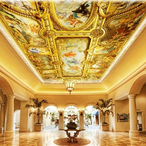 X0803欧式伊甸园天顶集成吊顶效果图壁画欧式吊顶壁画墙纸背景墙