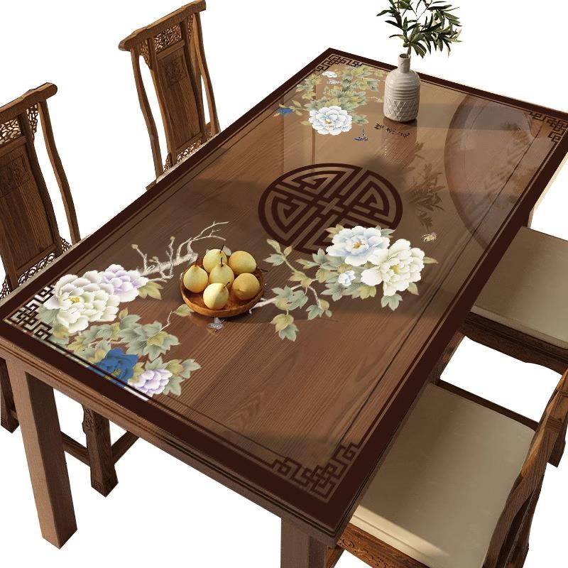 中式软玻璃餐桌垫透明桌布防水防油餐桌布PVC茶几桌垫桌面保护垫