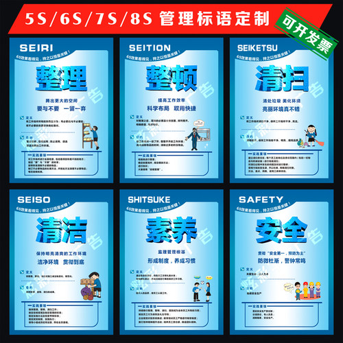 5S 6S 7S 8S管理海报 企业文化宣传标语 办公室会议室上墙挂图