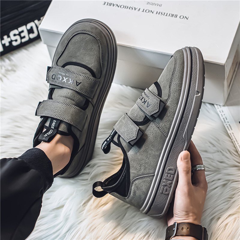 魔术贴男鞋冬季加绒棉鞋小众设计感青少年运动休闲鞋潮流男生板鞋