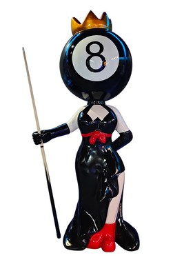 网红卡通黑八台球公仔发光玻璃钢雕塑大摆件台球厅俱乐部开业装饰