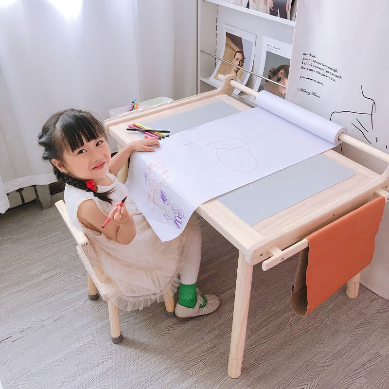 乐造积木桌1岁到3岁-12岁多功能实木质大颗粒玩具桌绘画玩水沙男