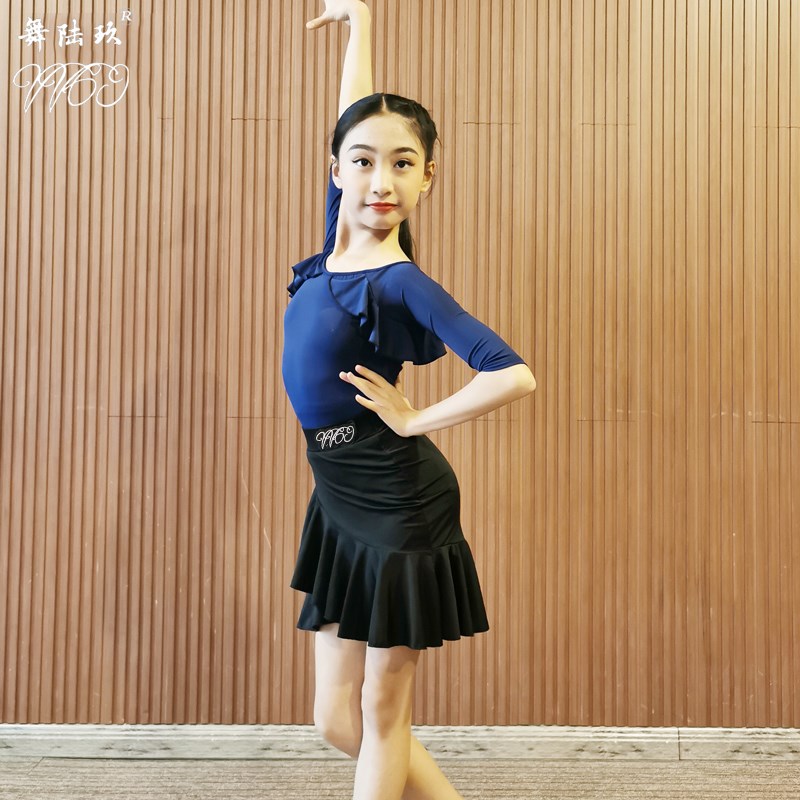 舞69儿童拉丁舞练功服女儿童新款舞蹈服装训练服少儿拉丁舞服女孩