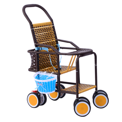 婴儿推车竹藤轻便宝宝儿童坐式音乐餐盘藤椅藤编仿藤夏季小儿推车