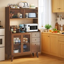 餐边柜靠墙一体储物柜2025新款实木加高置物架多功能厨房置物柜子