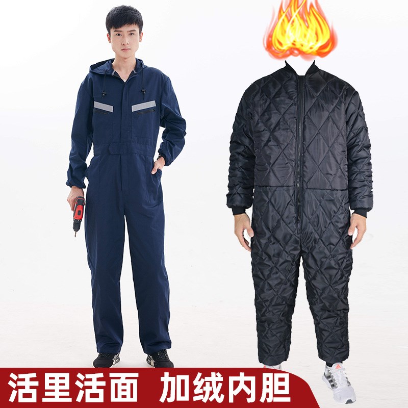 带帽连体工作服男长袖劳保工作服工作服印绣字喷漆汽修防护服套装
