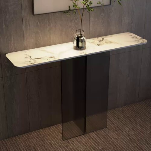 现代简约岩板玄关桌亚克力极简玄关台入L户玄关架装饰条案端景台