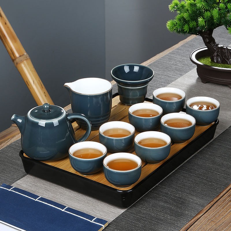 茶具套装 家用茶壶茶杯整套陶瓷功夫盖碗白瓷泡茶青瓷茶道色釉
