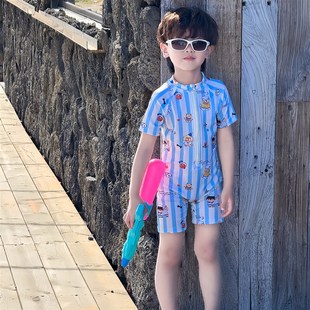 男童连体泳衣新款 儿童卡通专业训练游泳衣小男孩宝宝海边度假泳装