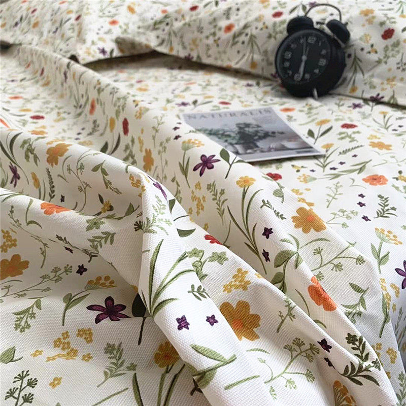 老粗布床单加大厚炕单榻榻米睡单纯棉不起球小清新ins碎花帆布料