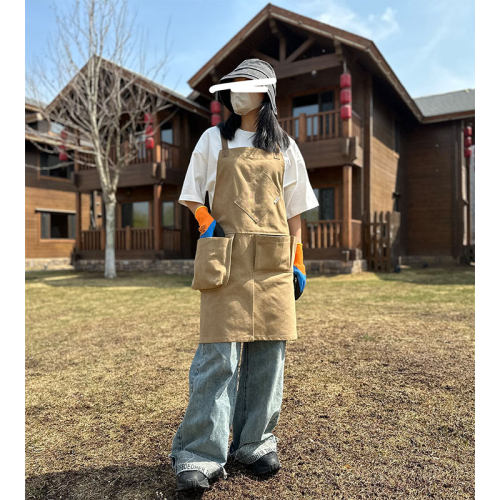 帆布围裙定制logo印字奶茶店花店咖啡烫染师餐饮防污工作服女