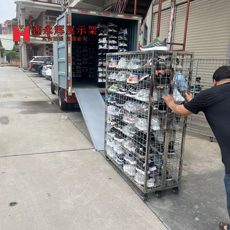 创业摆地摊鞋架网格简易鞋架 网红折叠方便上车移动多层摆摊鞋架