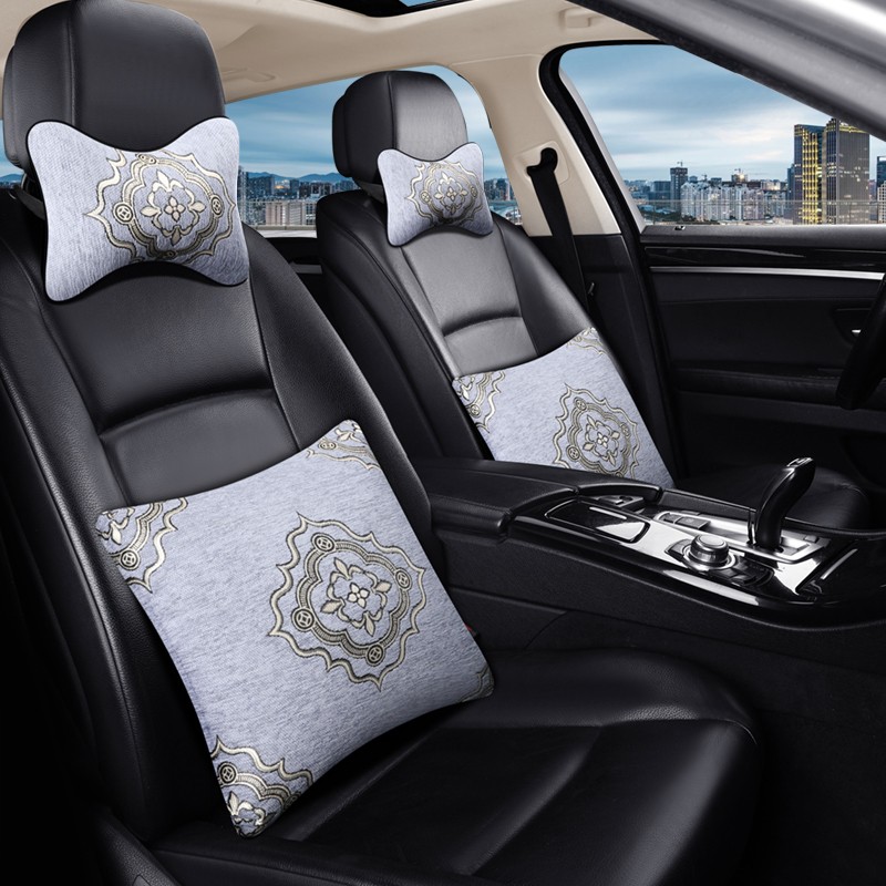汽车抱枕一对头枕车载腰靠车用护颈枕靠枕车内座椅欧式小车四件套